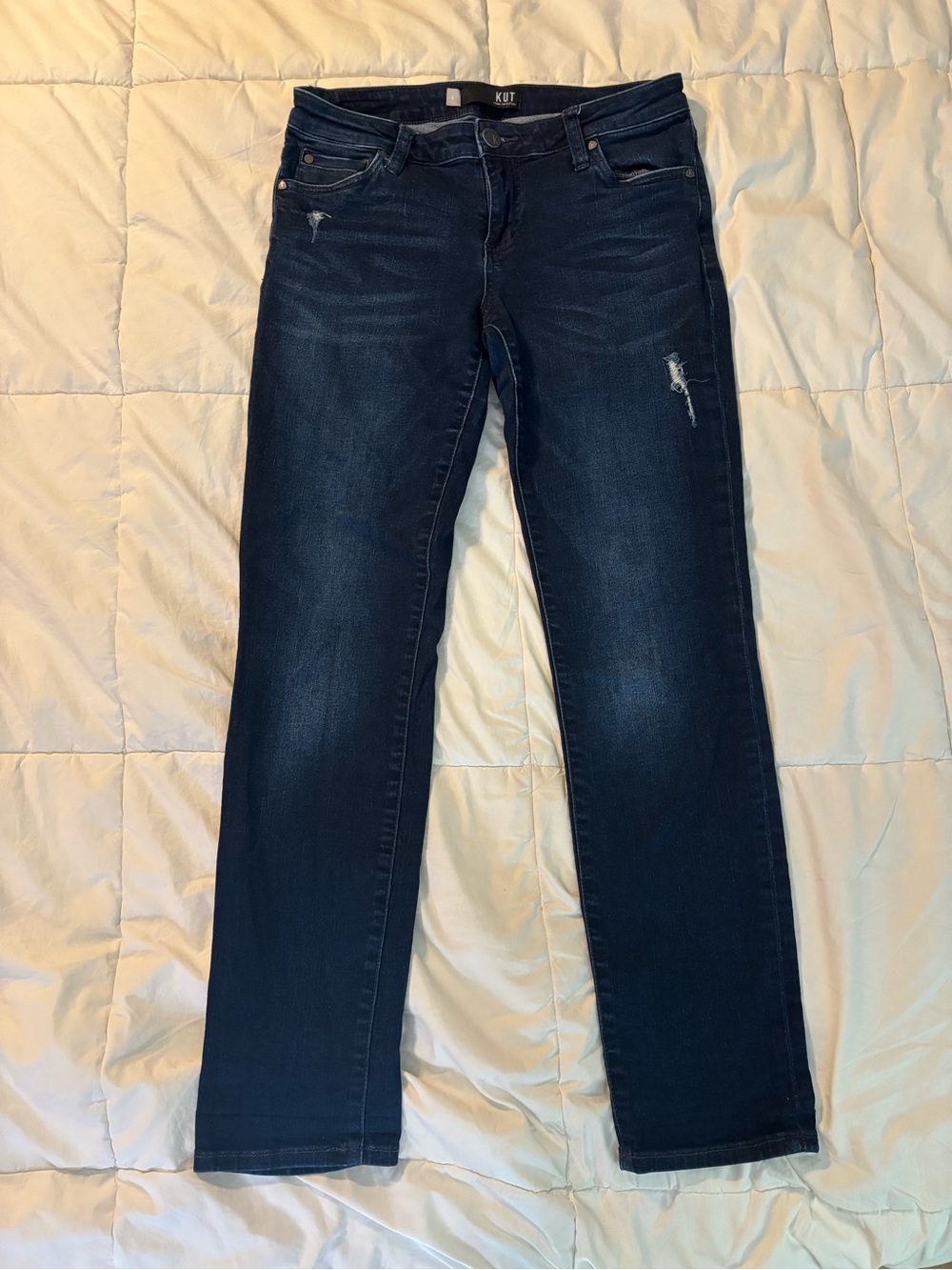 Kut from the Kloth Indigo Straight Leg Jeans with Light Distressing